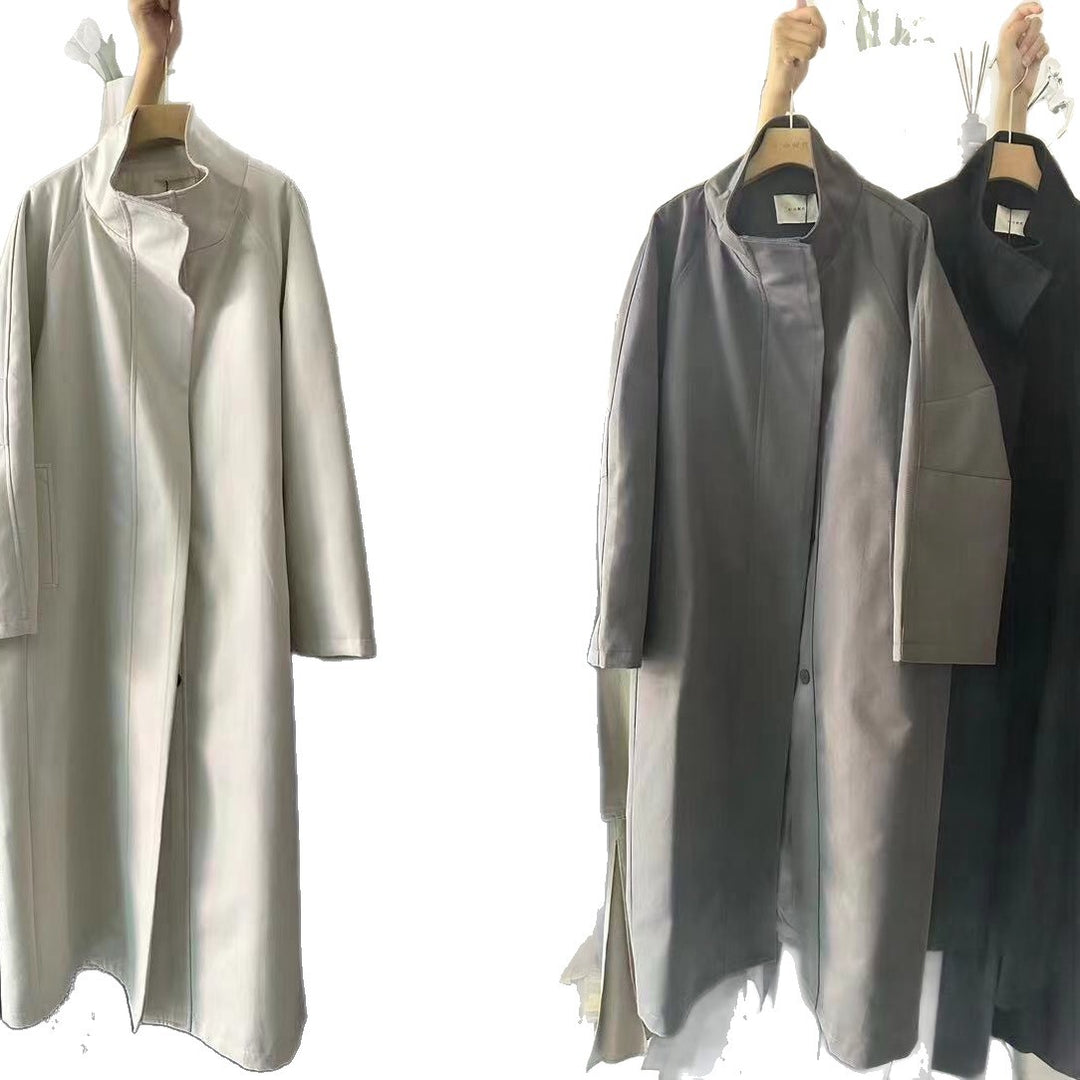 Damen Langer Mantel im Kimono-Stil mit Bindegürtel und weiter A-Linie Drune