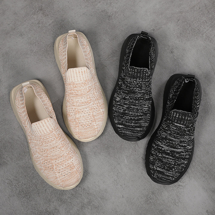 Damen nan sockenähnlicher Komfort-Slipper mit strukturiertem Strickobermaterial und gedämpfter EVA-Keilsohle Drune