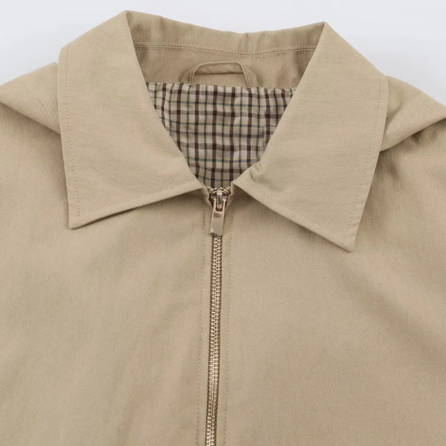 Damen Leichte Kapuzenjacke im Boxy‑Schnitt mit Kordelzug und Karofutter Drune
