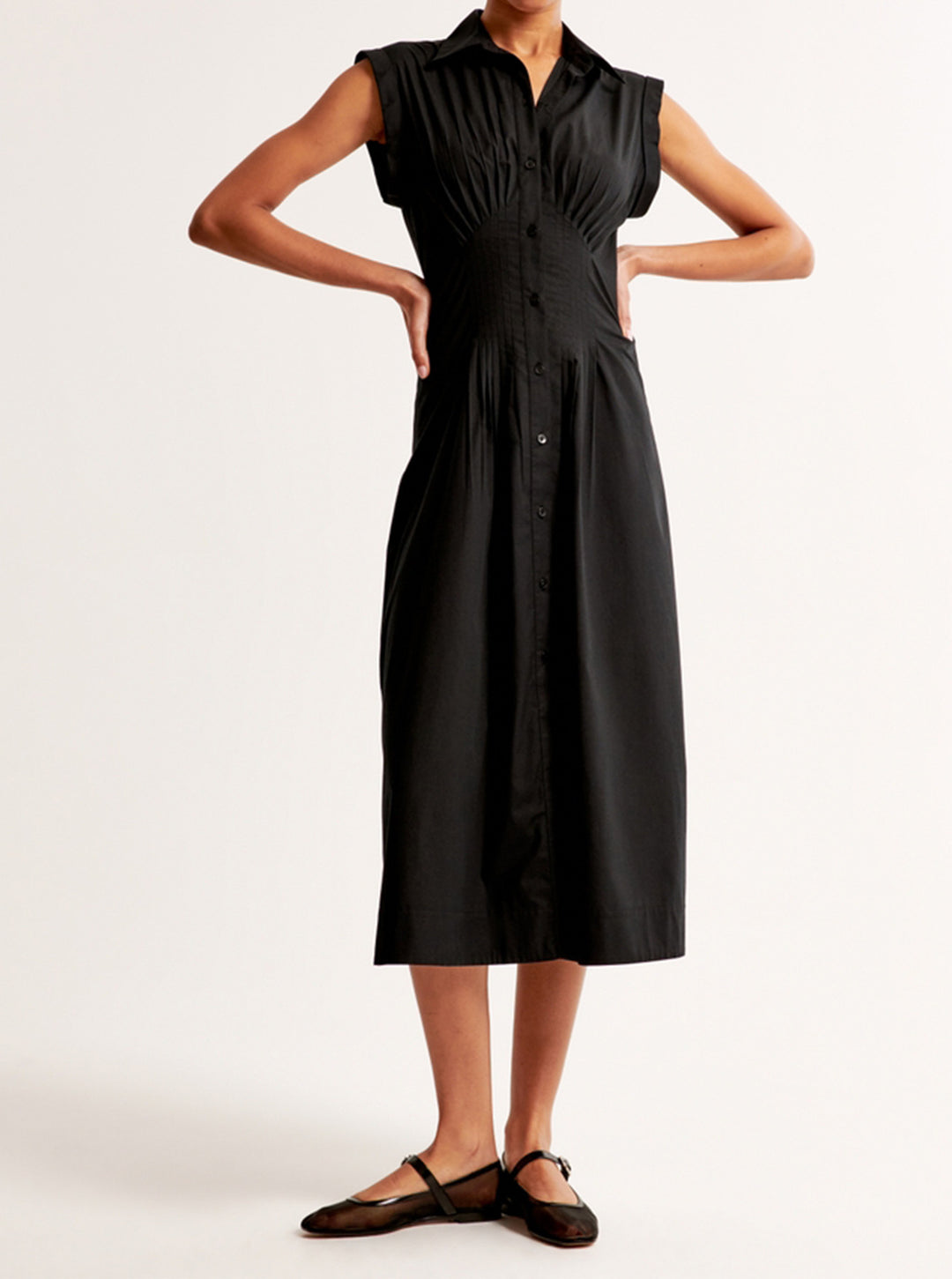 Damen Maxikleid mit Schulterklappen und klassischem Knopfverschluss Drune