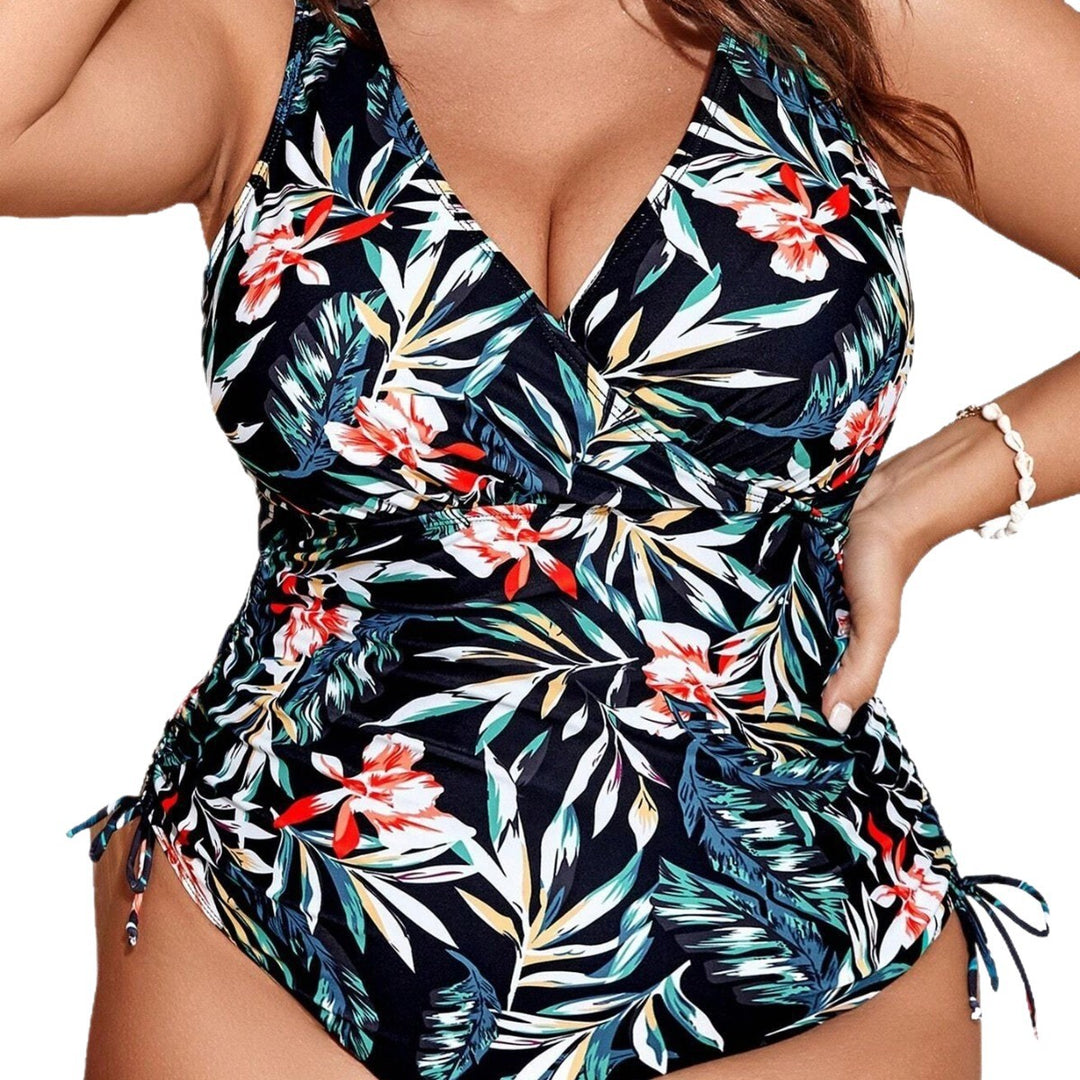 Damen Floral Wickel-Badeanzug mit seitlichen Raffungen Drune