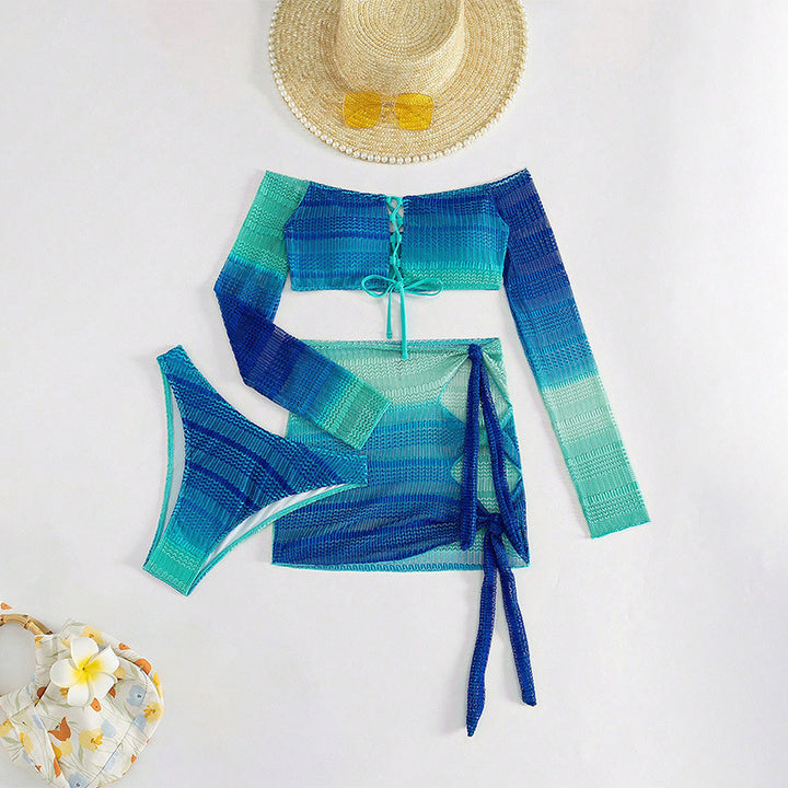 Damen Off-Shoulder Strandtop und Wickelrock Set Drune