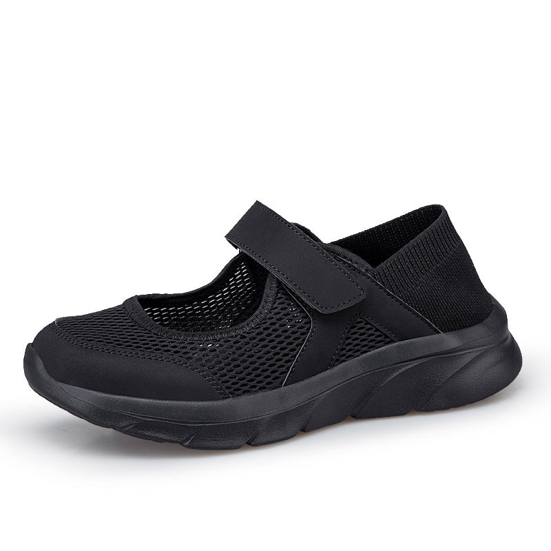 Damen nan Komfort-Riemchen-Sneaker mit Klettverschluss nahtlosem Strickschaft und dämpfender Leichtsohle Drune