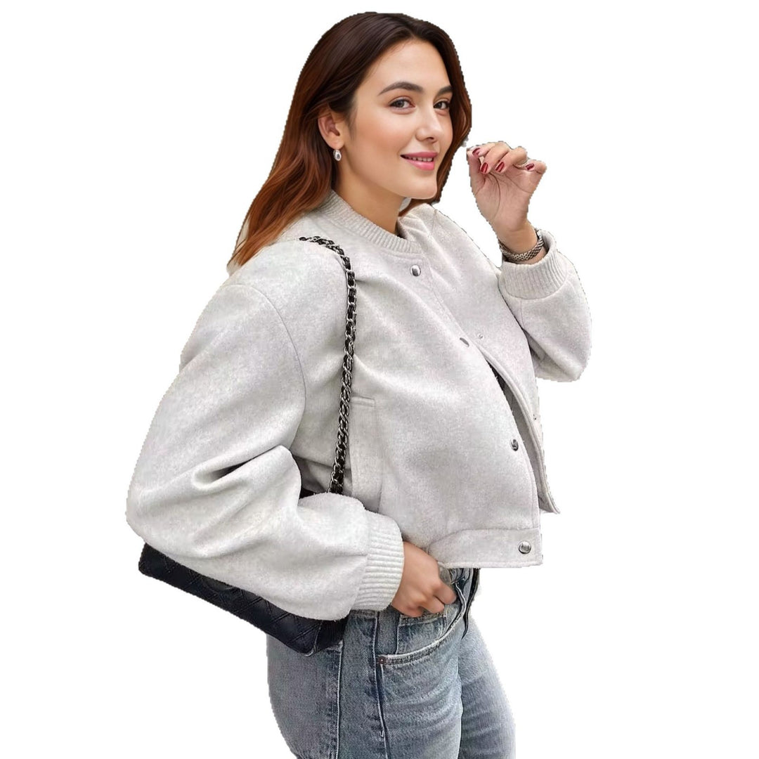 Damen modische Sweatjacke im sportlichen Stil mit Knopfleiste Drune