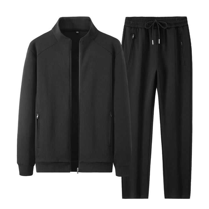 Herren Zweiteiliges minimalistisches Jogging‑Set mit Stehkragen, Zwei-Wege‑Reißverschluss & Reißverschlusstaschen Drune
