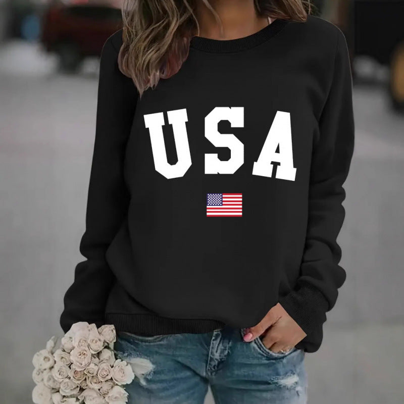 Damen Sweatshirt mit modernem USA-Statement und gemütlicher Passform Drune