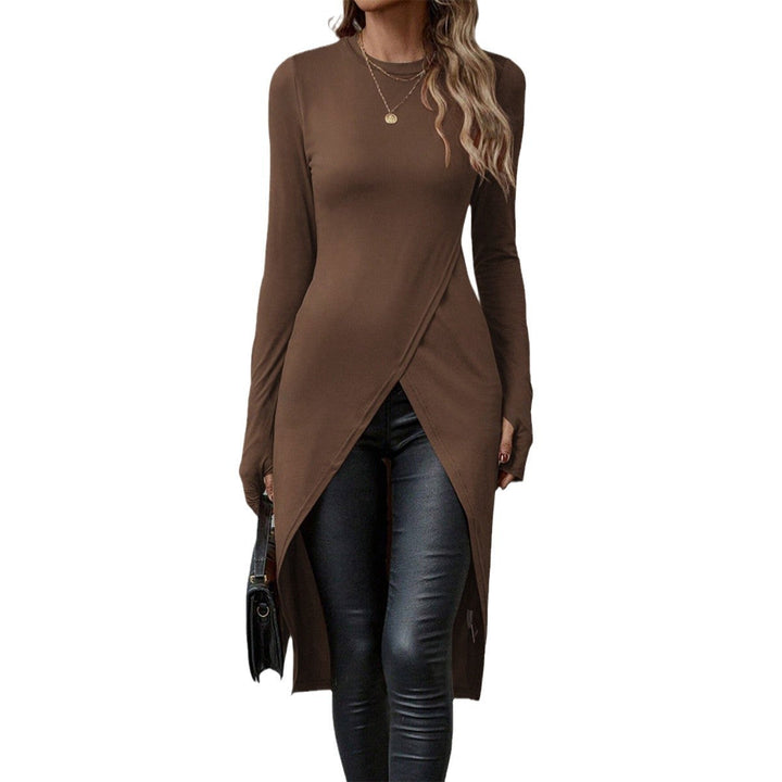 Damen eleganter Longsleeve mit raffinierter Wickeloptik Drune