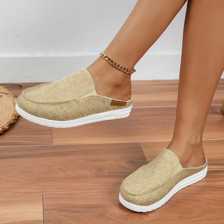 Damen  Slip-On Canvas‑Mules mit Kuhfleckenprint, gepolstertem Komfortfußbett und rutschfester Leichtsohle Drune
