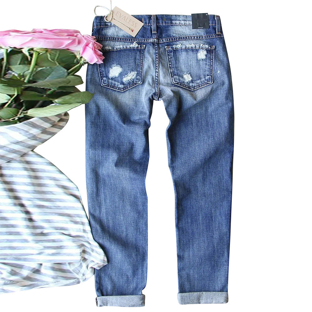 Damen Jeans im kreativen Design mit Spooky-Motiven und lässigem Fit Drune