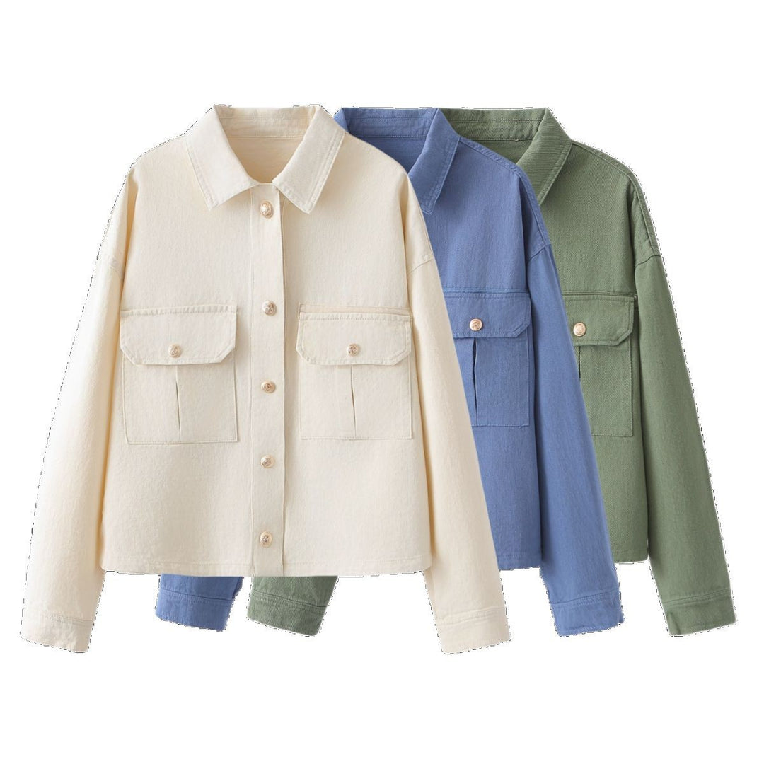 Damen Oversize-Utility-Jacke aus Twill mit aufgesetzten Brusttaschen Drune