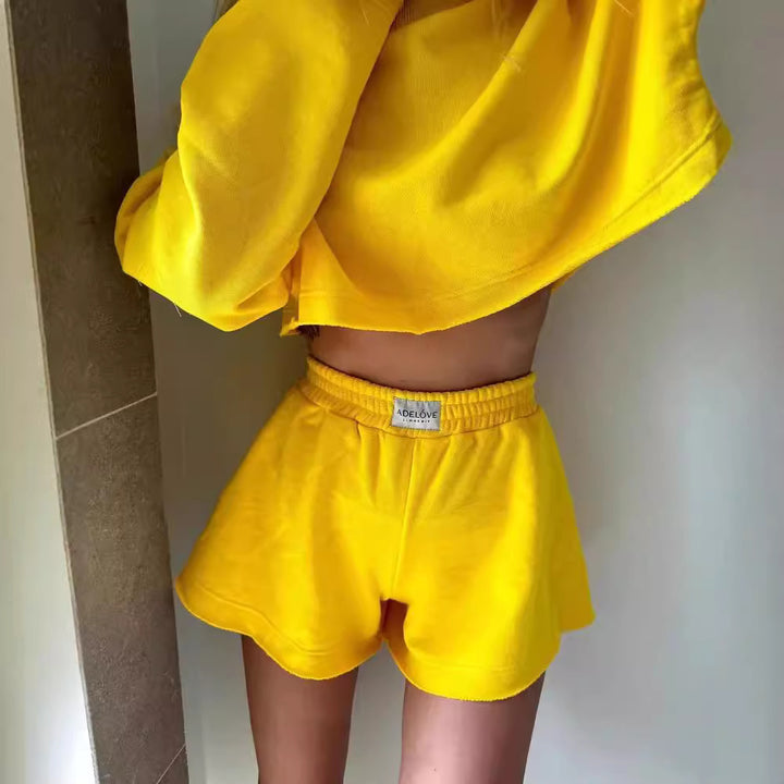 Damen Freizeitoberteil und kurze Shorts Set Drune
