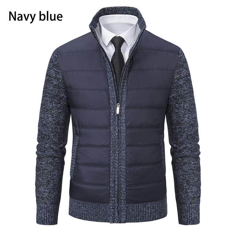 Herren nan gesteppte Hybrid-Strickjacke mit Stehkragen Reißverschluss und Eingrifftaschen Drune