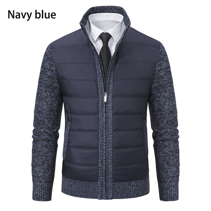 Herren nan gesteppte Hybrid-Strickjacke mit Stehkragen Reißverschluss und Eingrifftaschen Drune