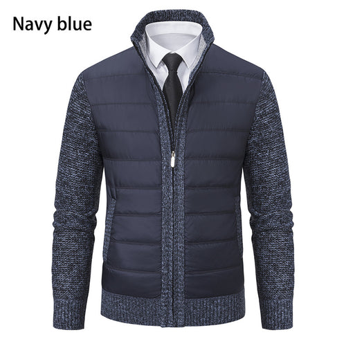 Herren nan gesteppte Hybrid-Strickjacke mit Stehkragen Reißverschluss und Eingrifftaschen Drune