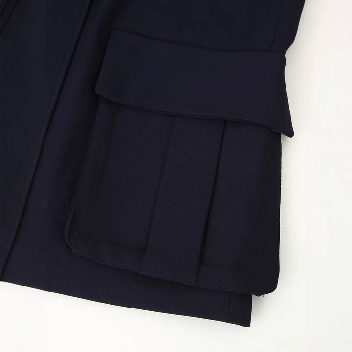 Damen Doppelreihiger Oversize-Blazer-Mantel mit Epauletten und großen Klappentaschen Drune