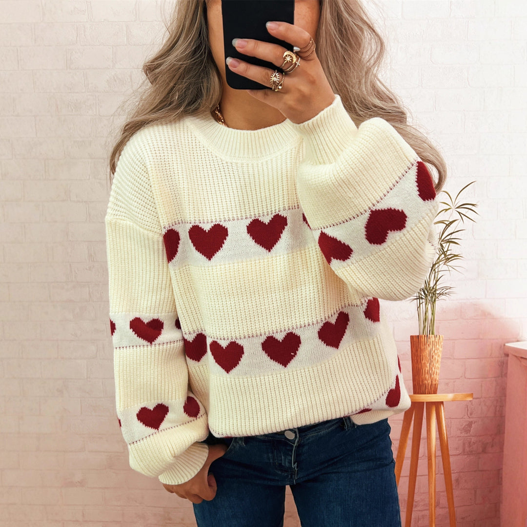 Damen Pullover mit Herzmuster Drune