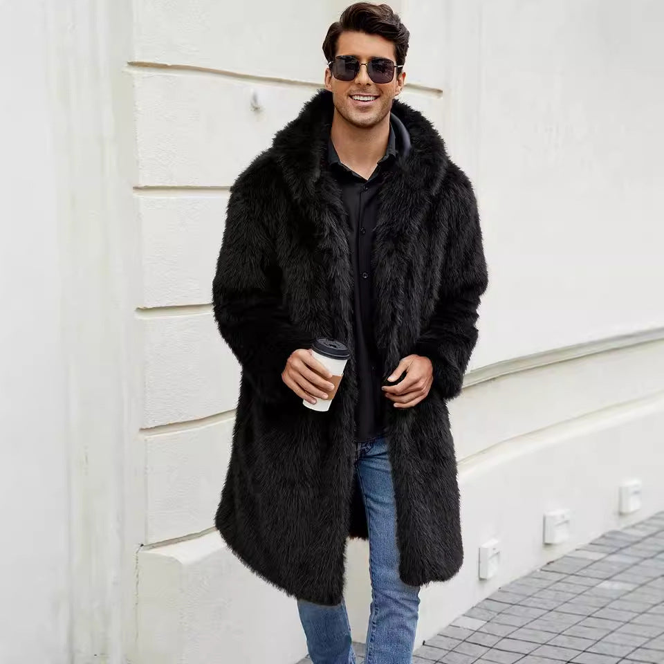 Herren Elegant gefütterter Mantel mit Kapuze Drune