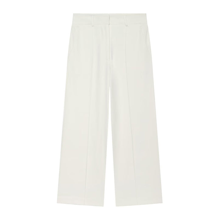 Damen Weite High‑Waist Hose mit Bügelfalte, hohem Bund und Gürtelschlaufen Drune