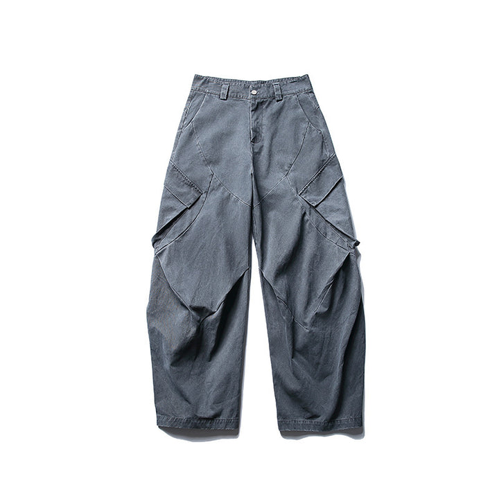 Herren weite Cargo-Hose mit asymmetrischen Klappentaschen und verkürztem Bein Drune