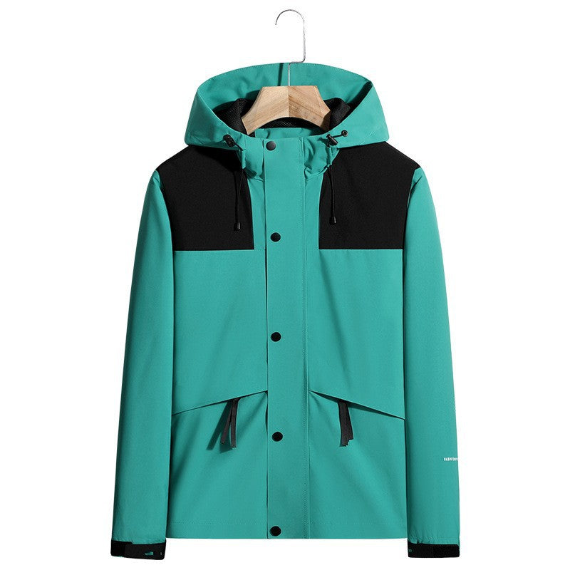 Herren Leichte wasserabweisende Kapuzen-Softshelljacke mit verdeckter Druckknopfleiste und Kordelzug Drune