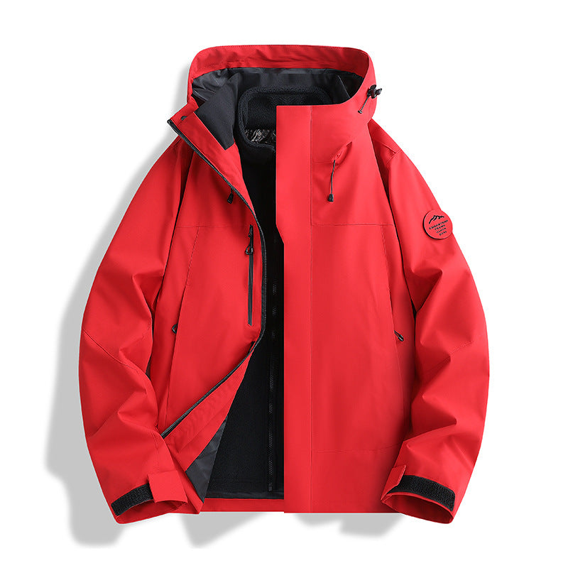 Herren Atmungsaktive, Wasserdichte Softshell-Jacke mit Fleecefutter und Kapuze Drune