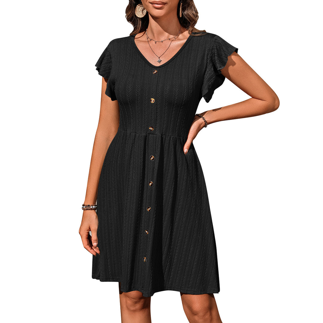 Damen Midi-Kleid mit Knopfleiste und luftigen Ärmeln Drune