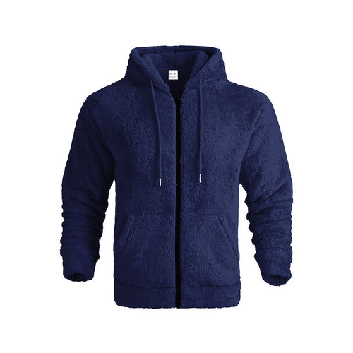 Herren kuschelige Fleecejacke mit hochschließendem Kragen und Kängurutaschen Drune