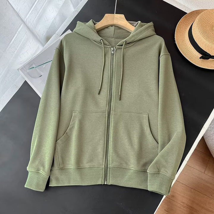 Damen sportlicher Zip-Hoodie mit praktischen Kängurutaschen Drune