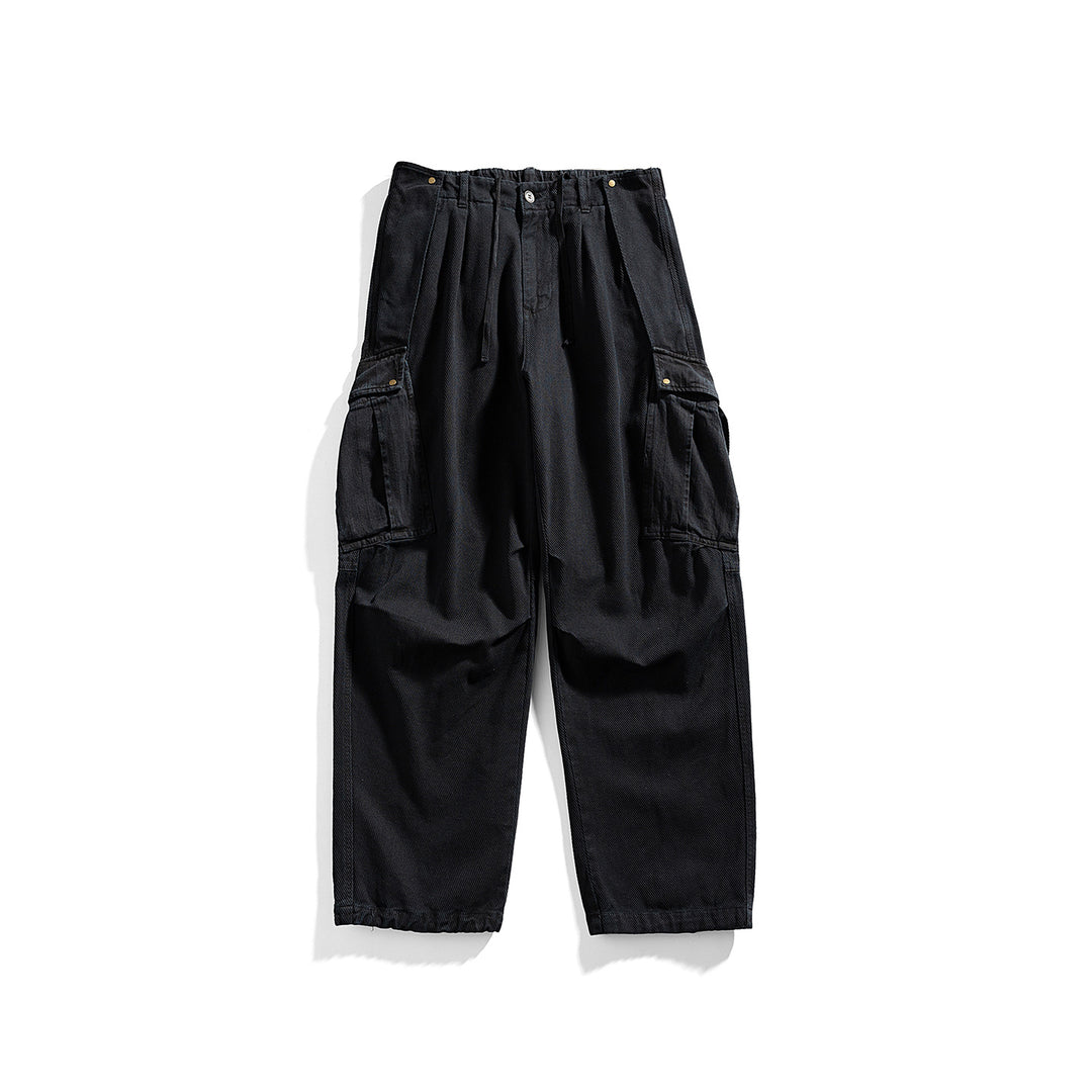Herren Cargo-Hose mit Kordelbund, weitem Schnitt und Mehrfachtaschen Drune