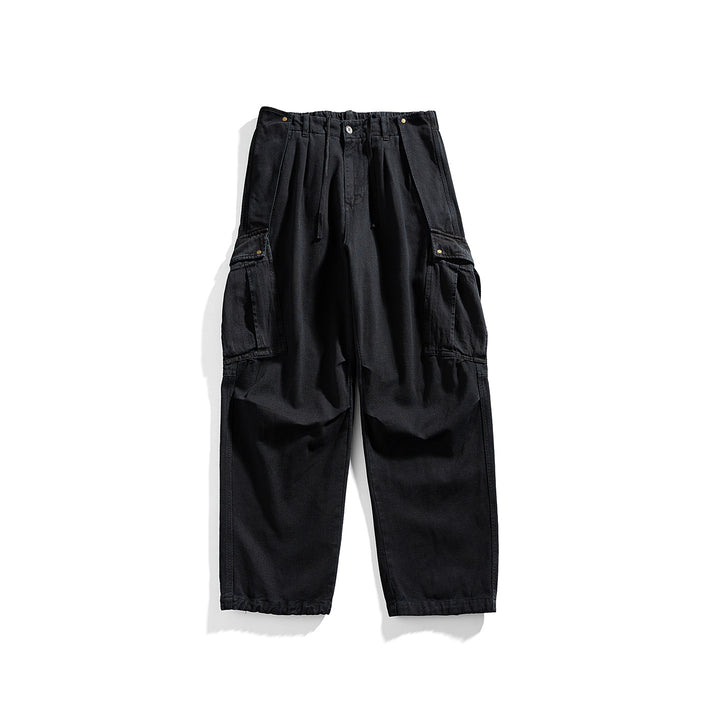 Herren Cargo-Hose mit Kordelbund, weitem Schnitt und Mehrfachtaschen Drune