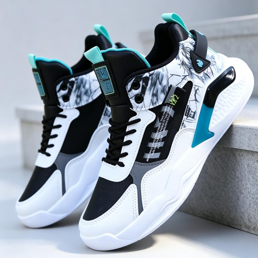Herren Sportliche High-Top Sneakers mit detailliertem Grafikdesign Drune