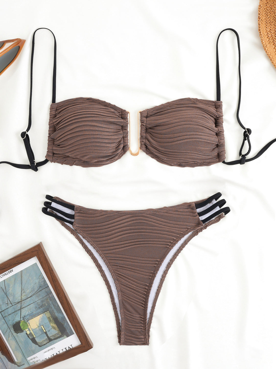Damen Triangel-Bikini mit elegantem Raffungsdesign und modischen Trägerdetails Drune