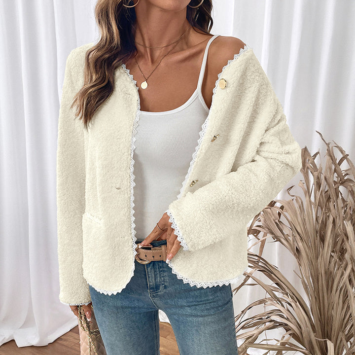 Damen Eleganter Cardigan mit Spitzenverzierungen Drune