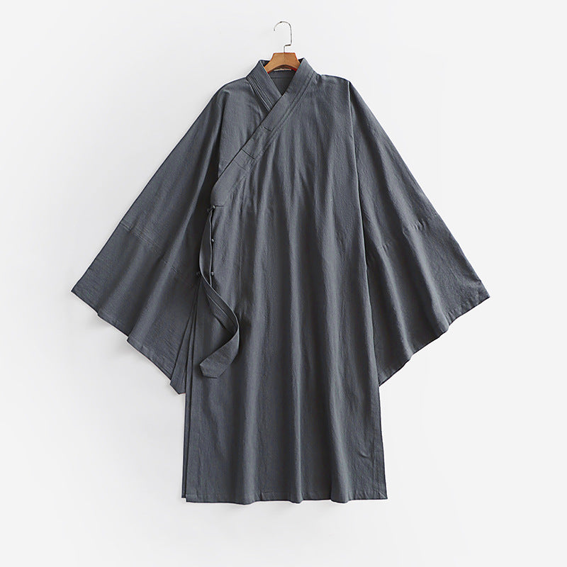 Unisex Oversize Kimono-Mantel mit weitem Ärmel und asymmetrischer Wickelvorderseite Drune