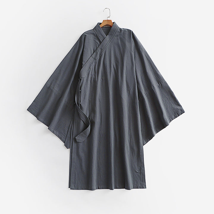Unisex Oversize Kimono-Mantel mit weitem Ärmel und asymmetrischer Wickelvorderseite Drune