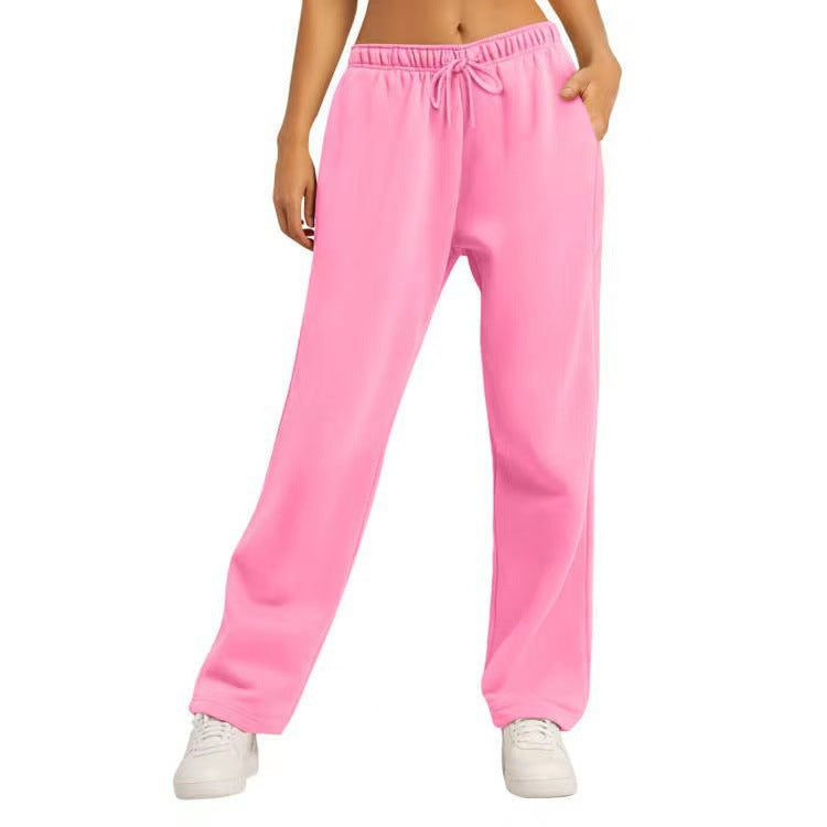 Damen nan weite High‑Waist Loungewear‑Jogginghose mit elastischem Bund Kordelzug und Seitentaschen Drune