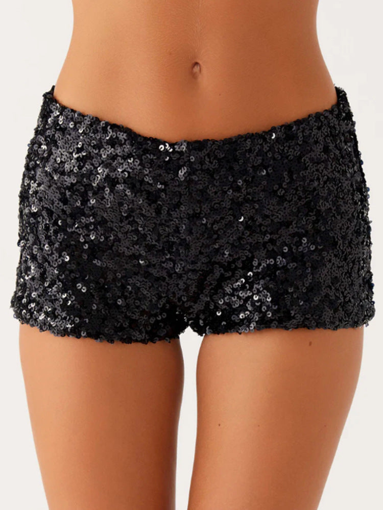Damen Glitzernde Shorts mit angesagtem Schnitt und elastischem Bund Drune
