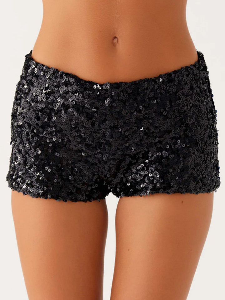 Damen Glitzernde Shorts mit angesagtem Schnitt und elastischem Bund Drune