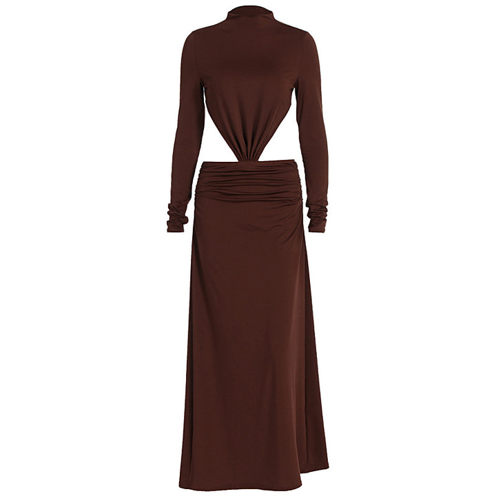 Damen Elegantes Wickelkleid mit langen Ärmeln und Raffungen Drune