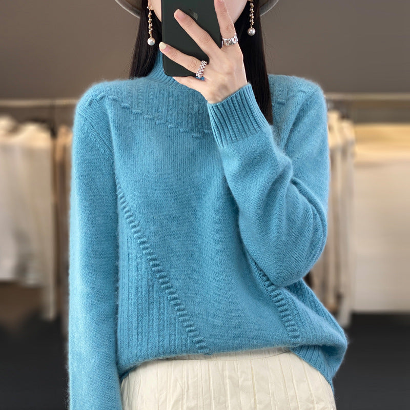 Damen Strickpullover mit strukturiertem Kragen und asymmetrischem Schnitt Drune