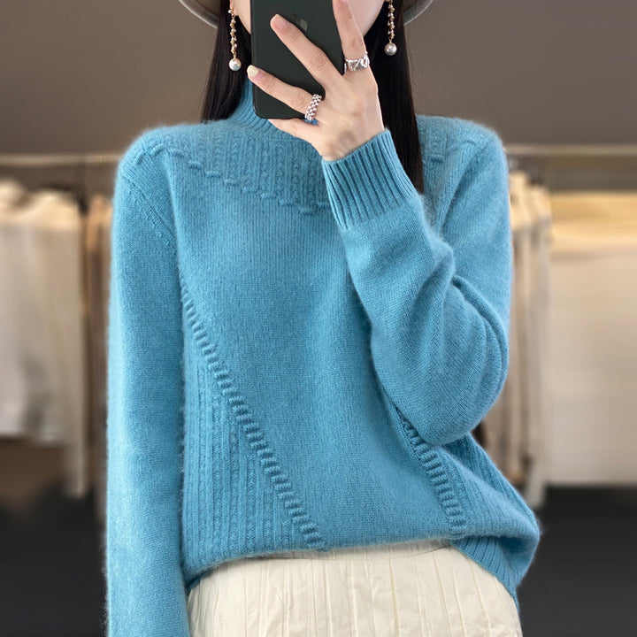 Damen Strickpullover mit strukturiertem Kragen und asymmetrischem Schnitt Drune