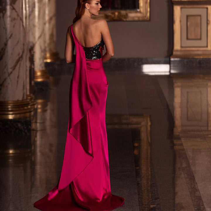 Damen Elegantes Abendkleid mit transparentem Oberteil und hohem Schlitz Drune