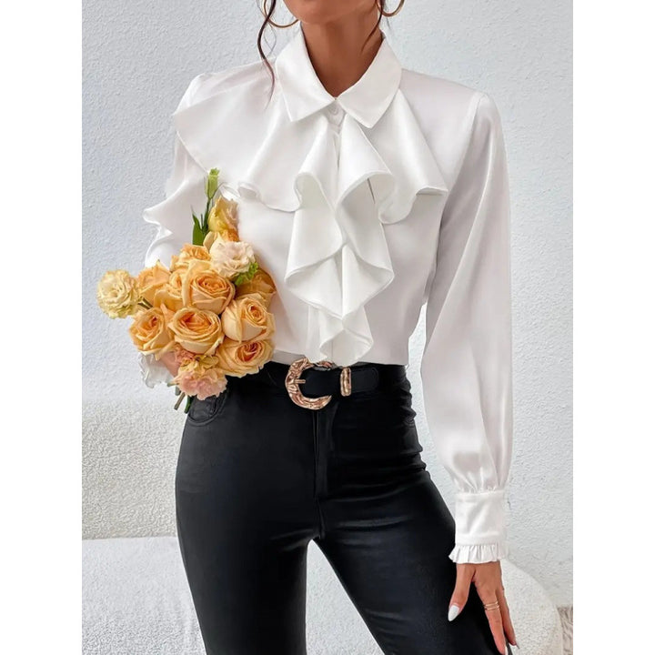 Damen Bluse mitraffinierten Rüschendetails und eleganten Ärmeln Drune
