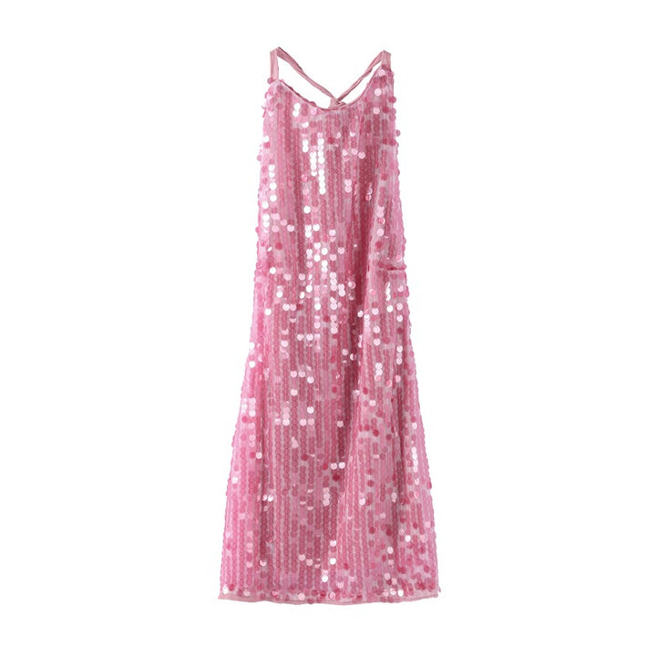 Damen Glamouröses Pailletten-Minikleid mit haltem Ausschnitt Drune