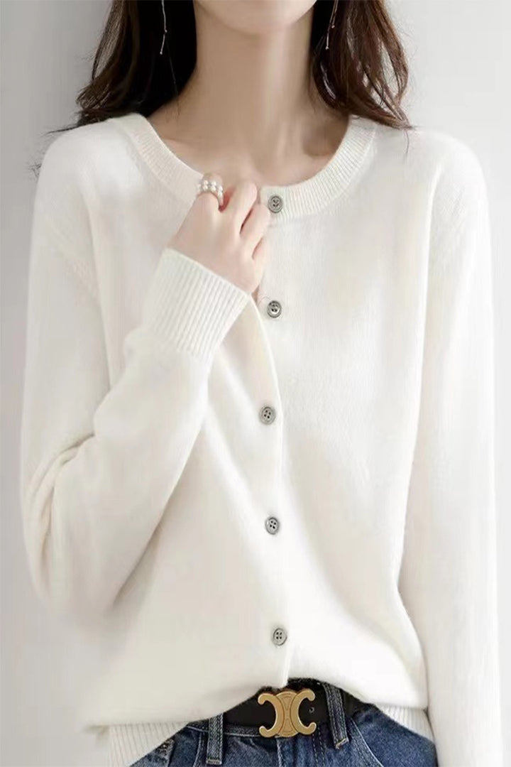 Damen Langärmliger Cardigan aus weichem Feinstrick mit Knopfleiste Drune