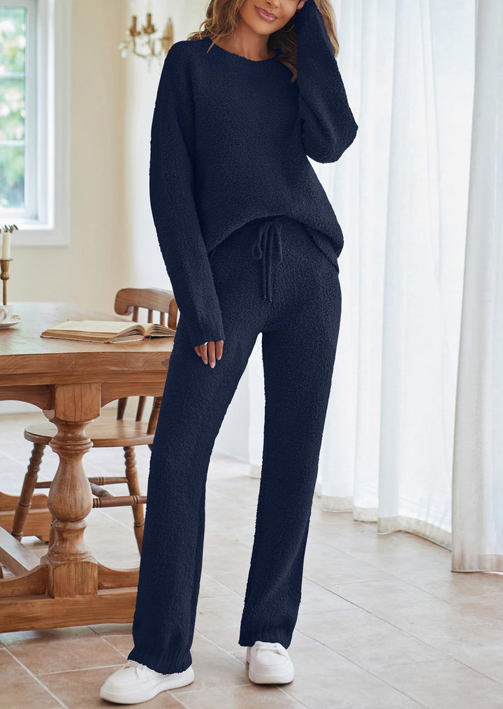Damen nan kuscheliges Lounge-Set mit Oversize-Pullover und Kordelzughose Drune