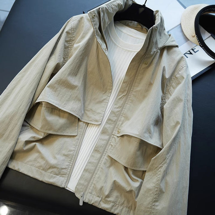 Damen Modische Übergangsjacke mit hohem Kragen und praktischen Taschen Drune