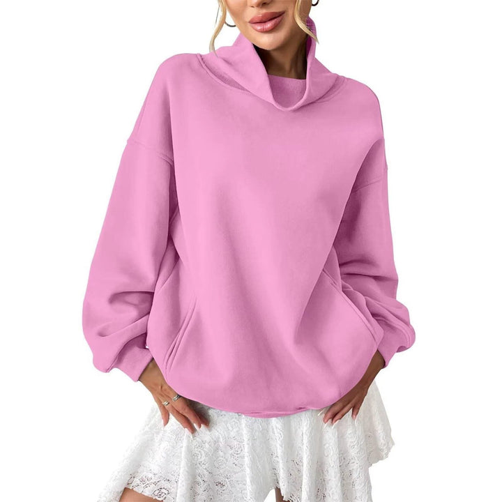 Damen Lässiges Oversize-Sweatshirt mit Schlauchkragen und Kängurutasche Drune