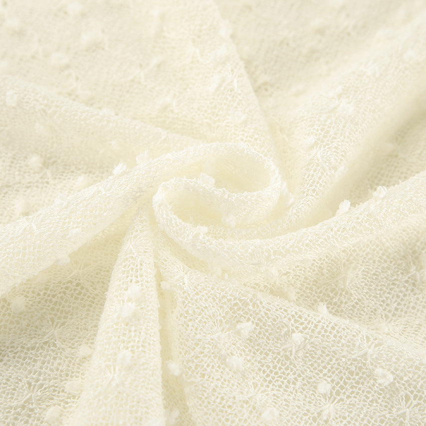 Drune | Jacquard Mini Kleid Taillierte Silhouette Rundhals Langarm Rückenfrei Mit Schleife