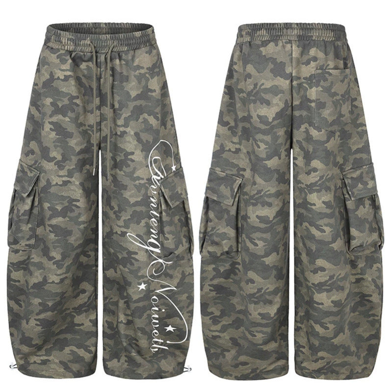 Damen Weite Cargopalazzo-Hose mit Tunnelzugbund, verstellbarem Saum und Cargo‑Taschen Drune